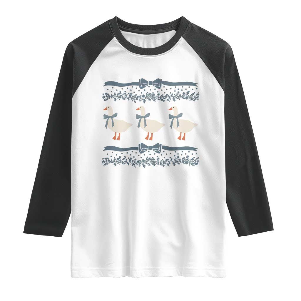 Country Goose 80s Raglan Shirt 1980s Geese Blue Bowed Mama Goose