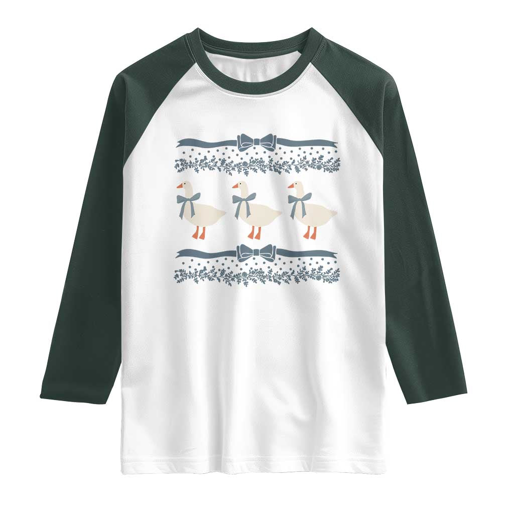 Country Goose 80s Raglan Shirt 1980s Geese Blue Bowed Mama Goose