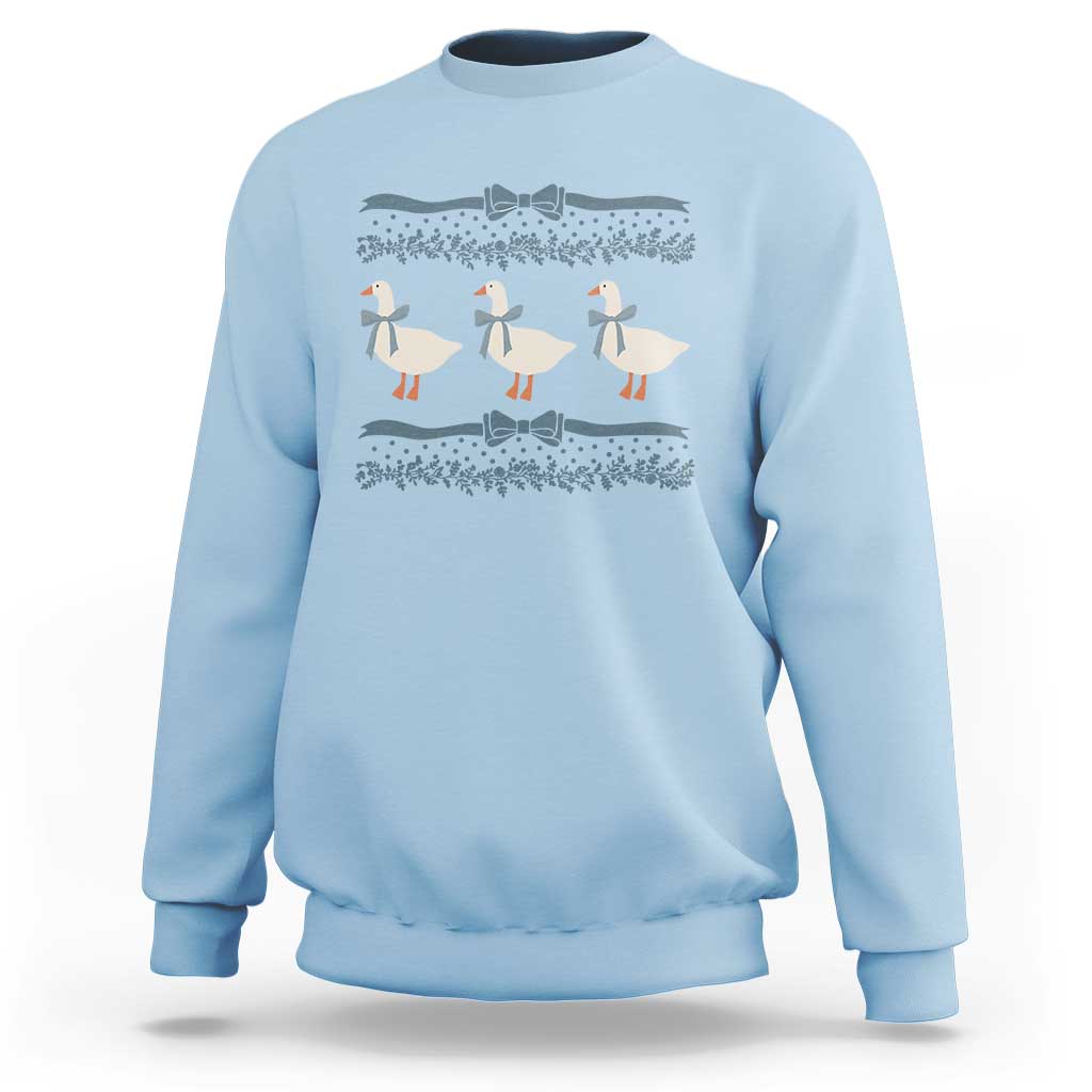 Country Goose 80s Sweatshirt 1980s Geese Blue Bowed Mama Goose