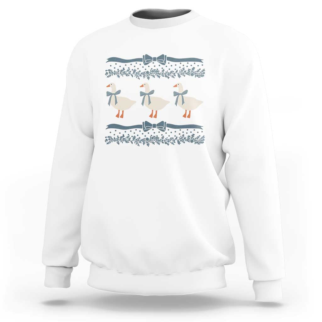 Country Goose 80s Sweatshirt 1980s Geese Blue Bowed Mama Goose