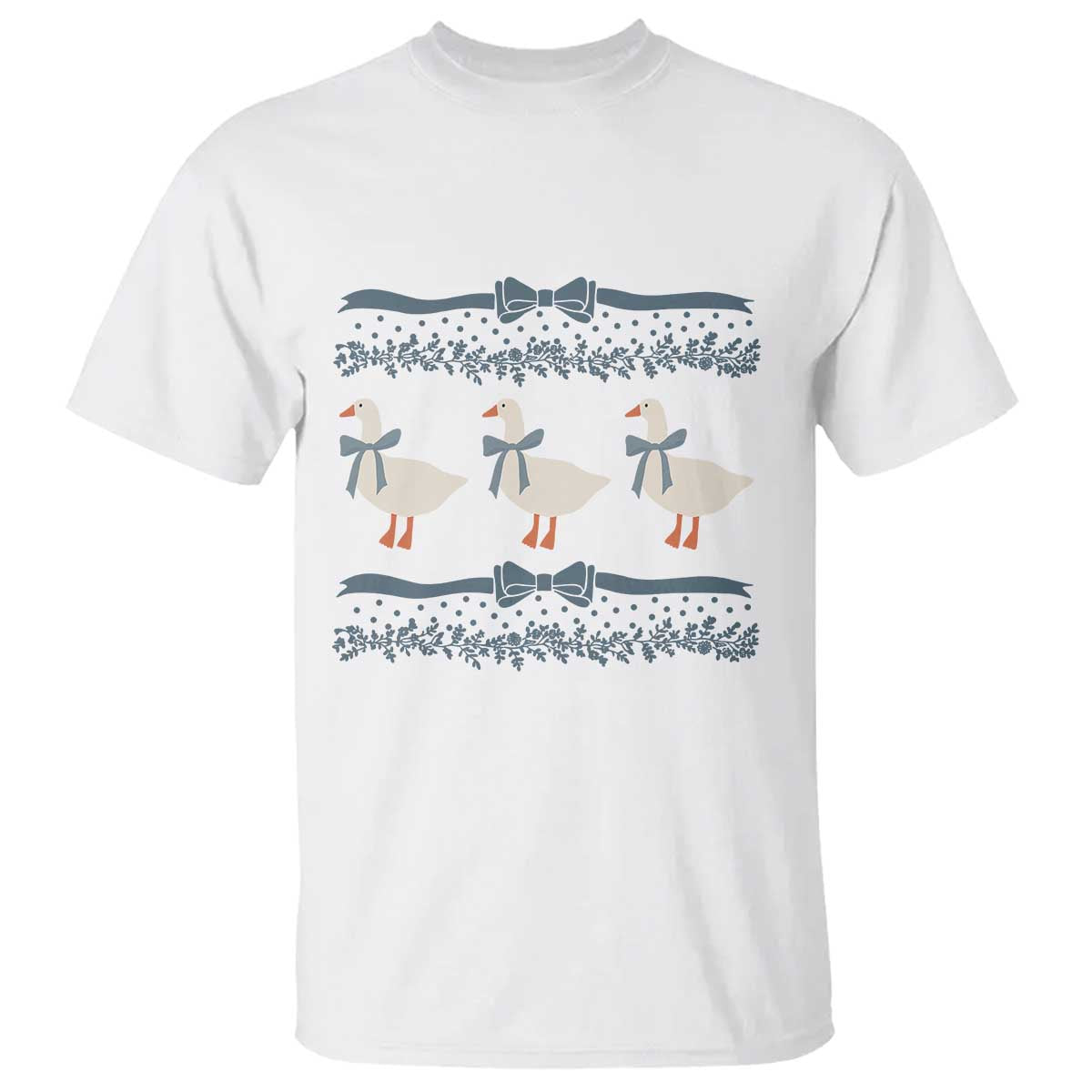 Country Goose 80s T Shirt 1980s Geese Blue Bowed Mama Goose