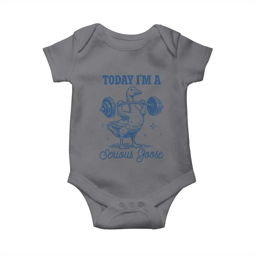 Funny Workout Silly Goose Baby Onesie Today I'm A Serious Goose Lifting Weights Gym