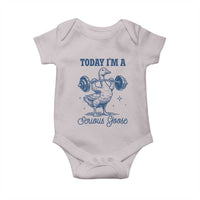 Funny Workout Silly Goose Baby Onesie Today I'm A Serious Goose Lifting Weights Gym