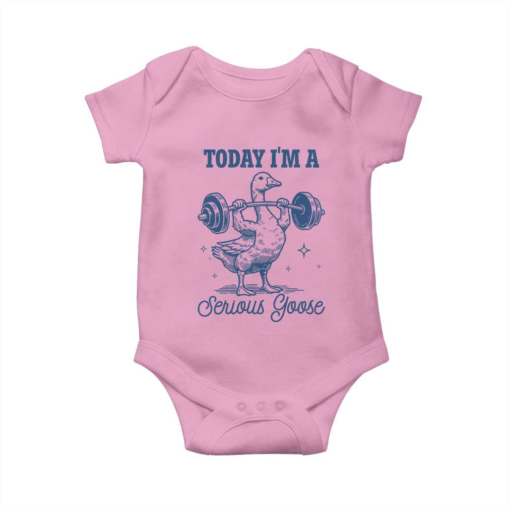 Funny Workout Silly Goose Baby Onesie Today I'm A Serious Goose Lifting Weights Gym