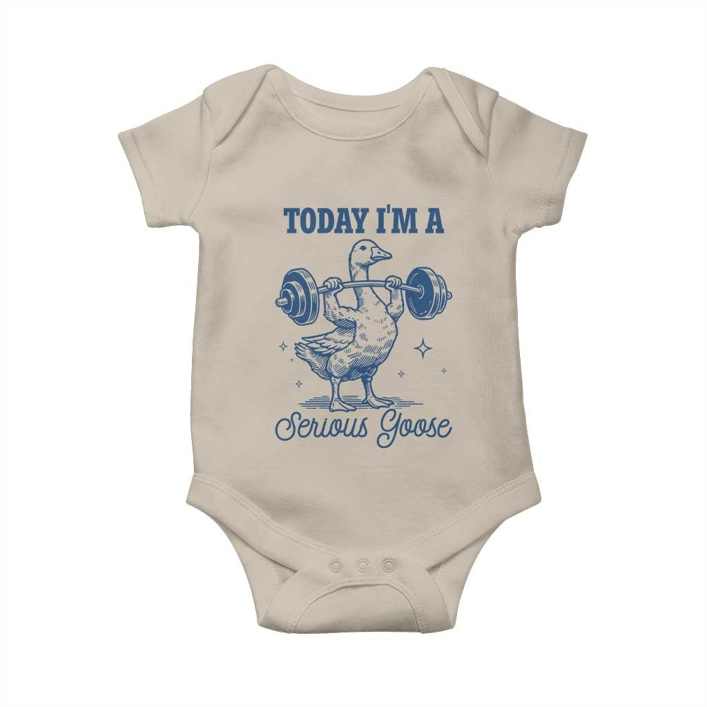Funny Workout Silly Goose Baby Onesie Today I'm A Serious Goose Lifting Weights Gym