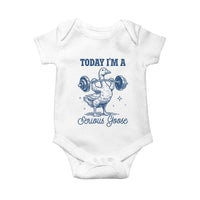 Funny Workout Silly Goose Baby Onesie Today I'm A Serious Goose Lifting Weights Gym