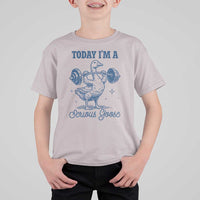 Funny Workout Silly Goose T Shirt For Kid Today I'm A Serious Goose Lifting Weights Gym