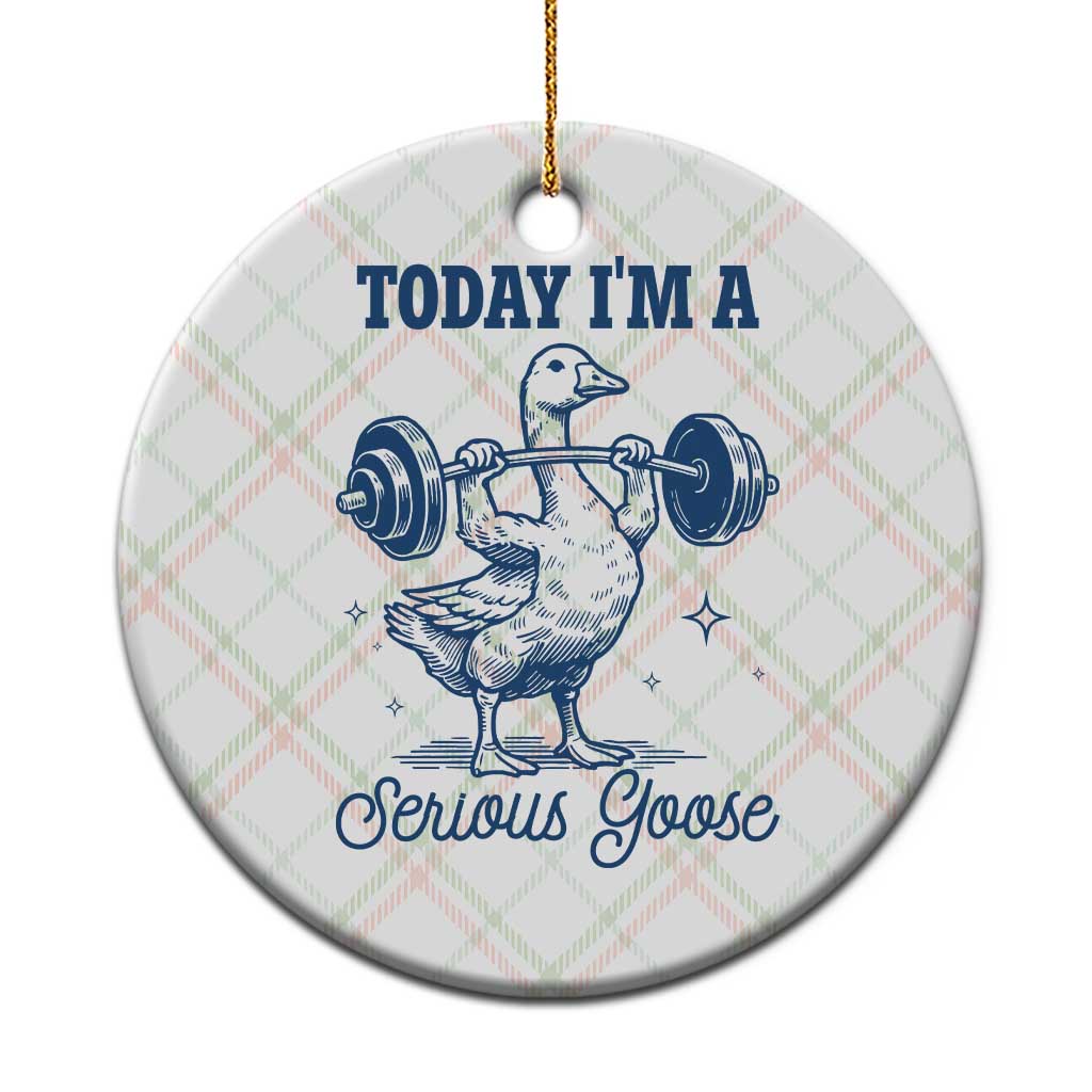 Funny Workout Silly Goose Ceramic Ornament Today I'm A Serious Goose Lifting Weights Gym - Wonder Print Shop