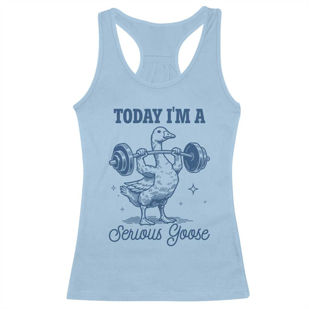 Funny Workout Silly Goose Racerback Tank Top Today I'm A Serious Goose Lifting Weights Gym