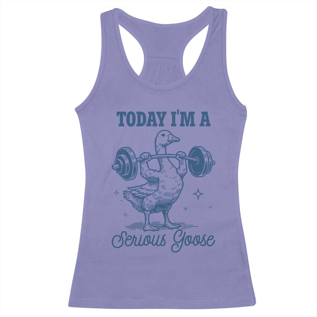 Funny Workout Silly Goose Racerback Tank Top Today I'm A Serious Goose Lifting Weights Gym
