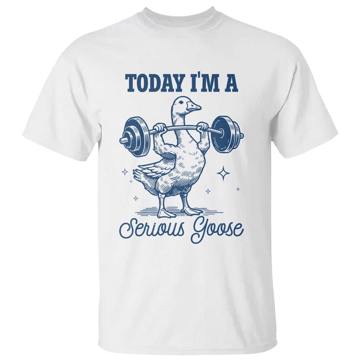 Funny Workout Silly Goose T Shirt Today I'm A Serious Goose Lifting Weights Gym