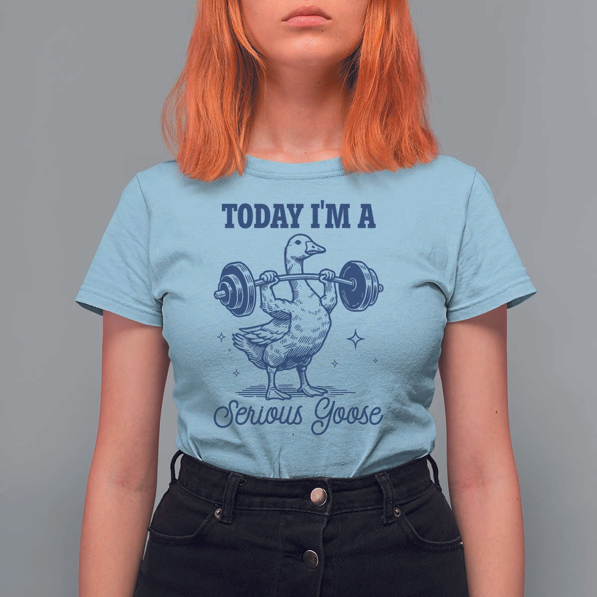 Funny Workout Silly Goose T Shirt For Women Today I'm A Serious Goose Lifting Weights Gym