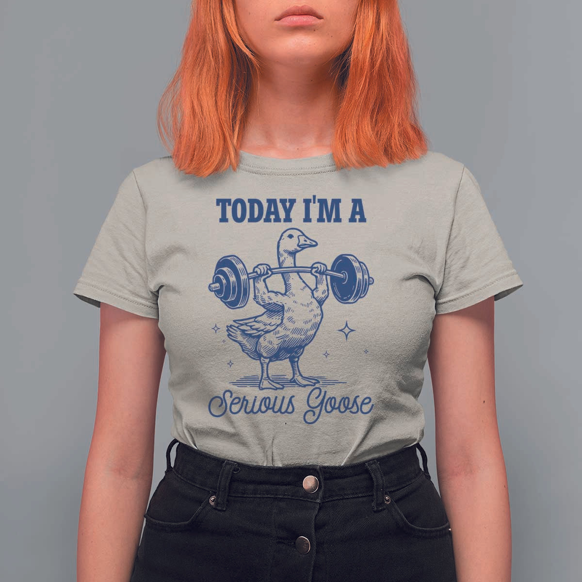 Funny Workout Silly Goose T Shirt For Women Today I'm A Serious Goose Lifting Weights Gym