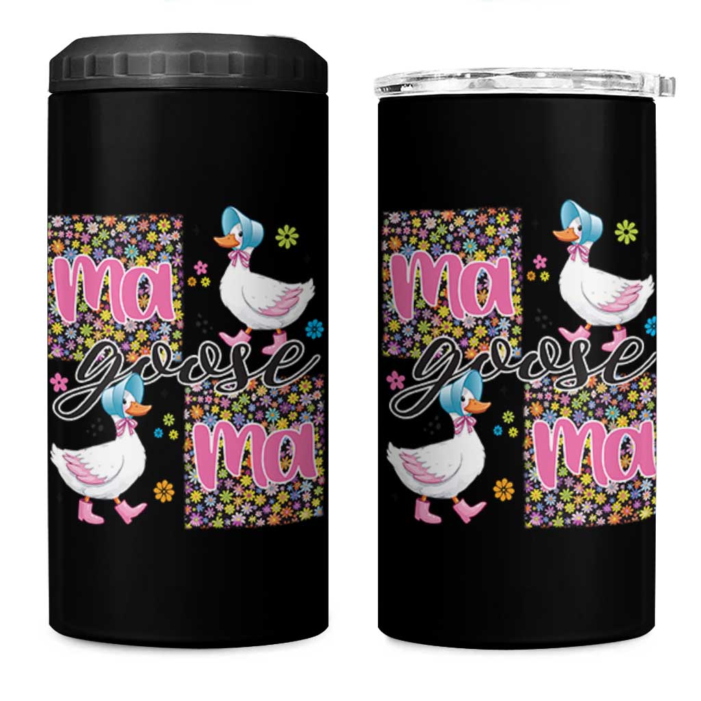 Floral Mama Goose 4 in 1 Can Cooler Tumbler Coquette Vintage Aesthetic Geese Mom Mothers Day