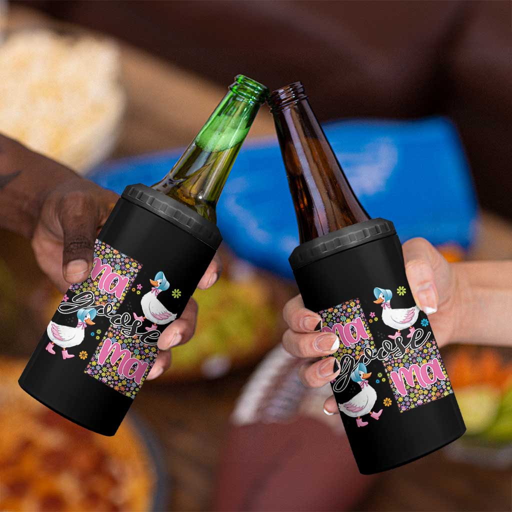 Floral Mama Goose 4 in 1 Can Cooler Tumbler Coquette Vintage Aesthetic Geese Mom Mothers Day