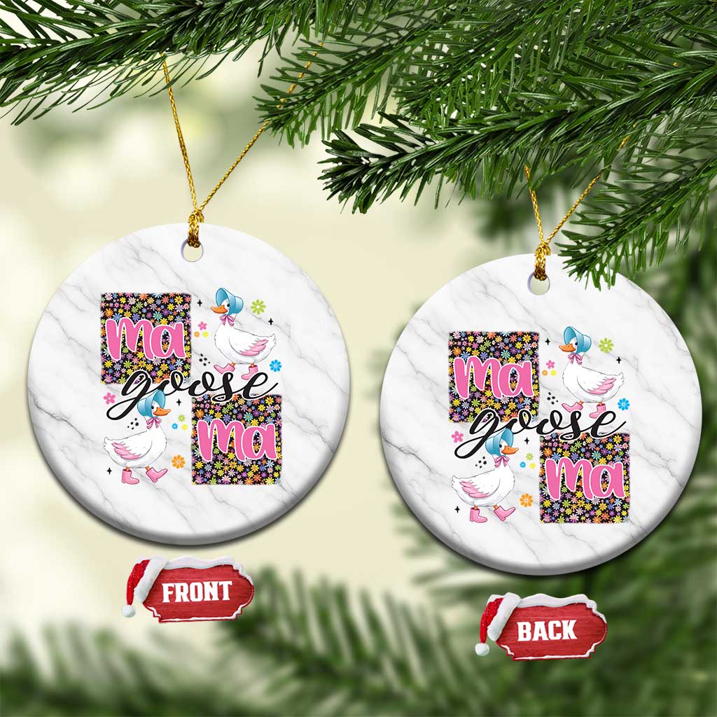 Floral Mama Goose Ceramic Ornament Coquette Vintage Aesthetic Geese Mom Mothers Day - Wonder Print Shop