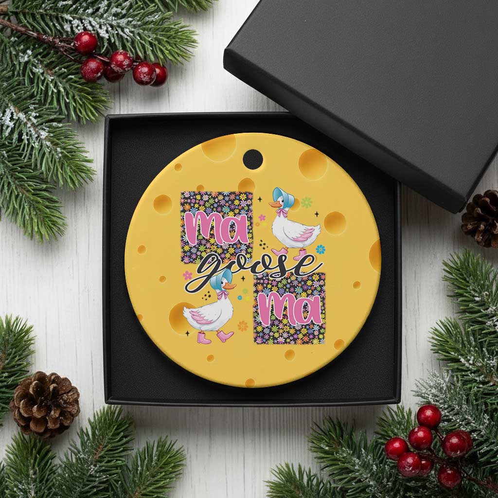 Floral Mama Goose Ceramic Ornament Coquette Vintage Aesthetic Geese Mom Mothers Day - Wonder Print Shop