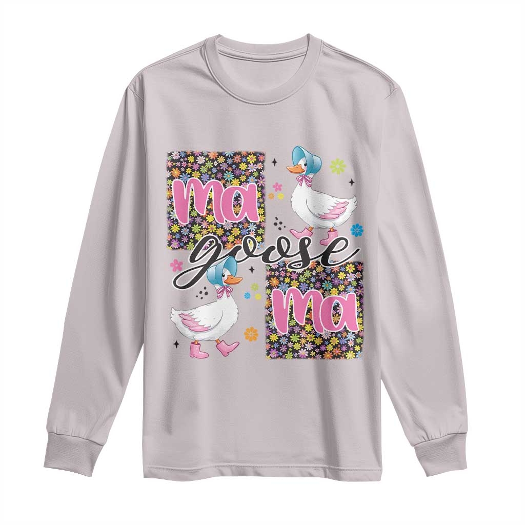 Floral Mama Goose Long Sleeve Shirt Coquette Vintage Aesthetic Geese Mom Mothers Day