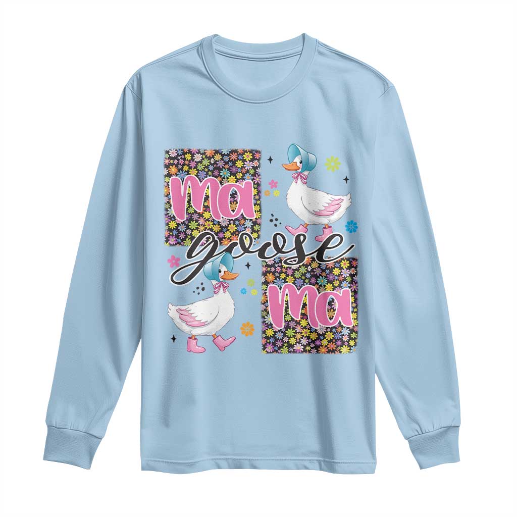 Floral Mama Goose Long Sleeve Shirt Coquette Vintage Aesthetic Geese Mom Mothers Day