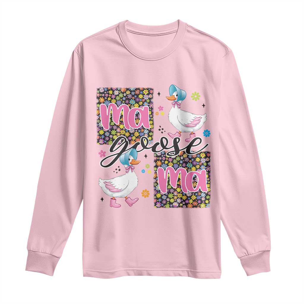 Floral Mama Goose Long Sleeve Shirt Coquette Vintage Aesthetic Geese Mom Mothers Day