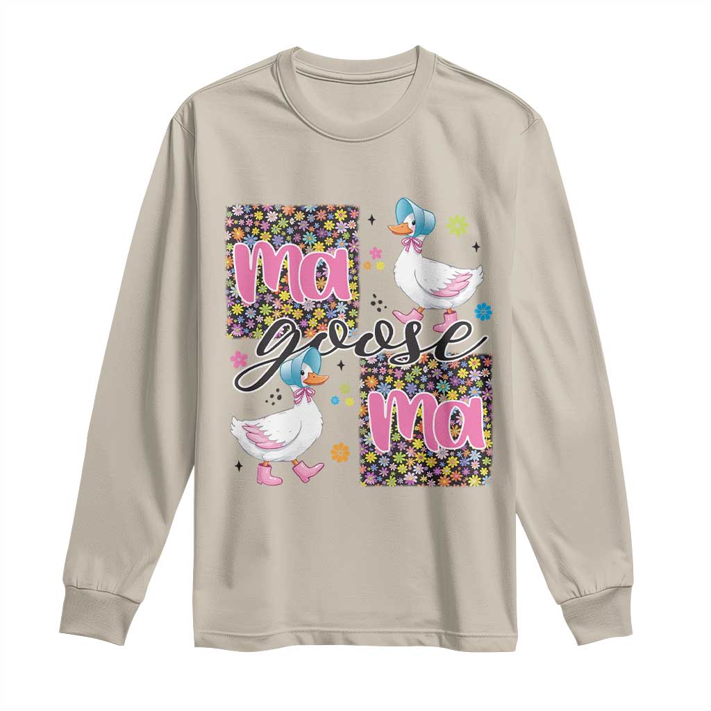 Floral Mama Goose Long Sleeve Shirt Coquette Vintage Aesthetic Geese Mom Mothers Day