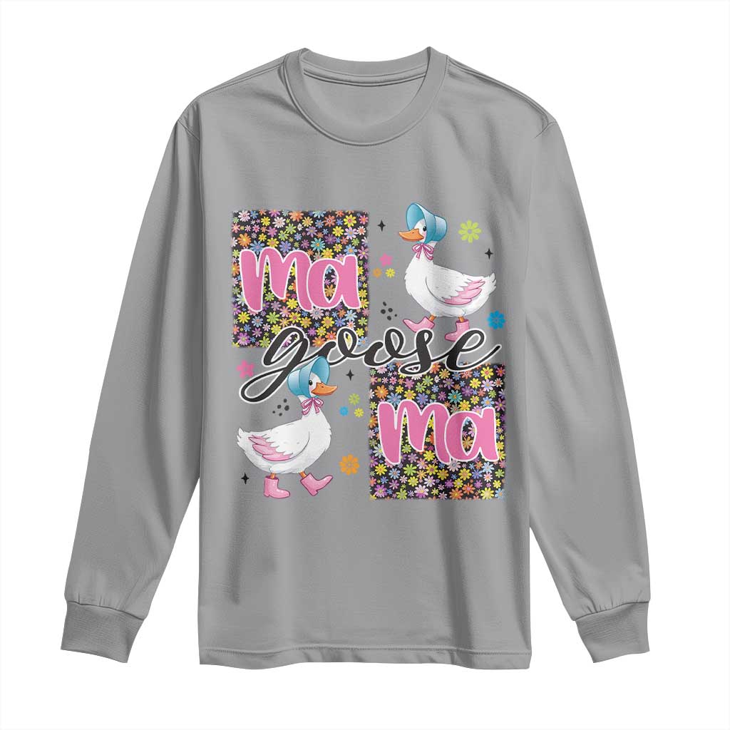 Floral Mama Goose Long Sleeve Shirt Coquette Vintage Aesthetic Geese Mom Mothers Day
