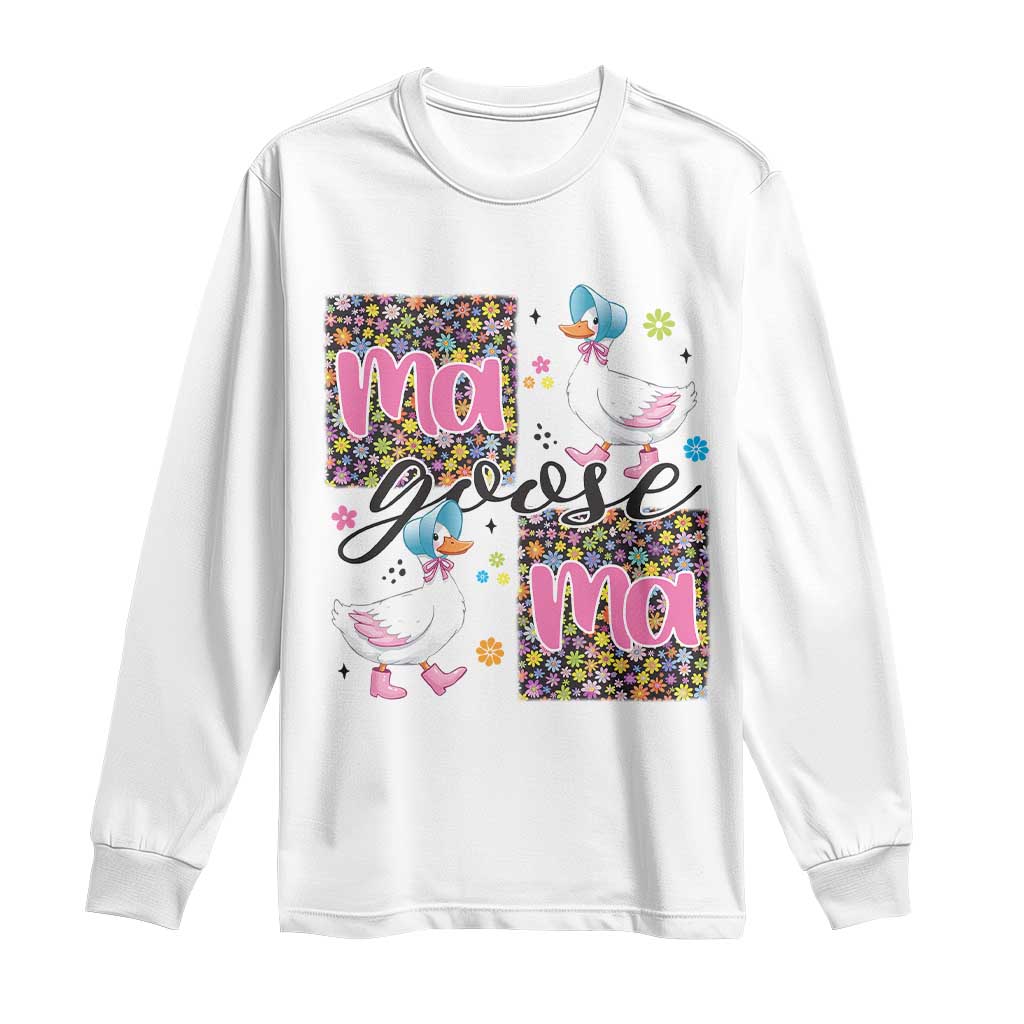 Floral Mama Goose Long Sleeve Shirt Coquette Vintage Aesthetic Geese Mom Mothers Day