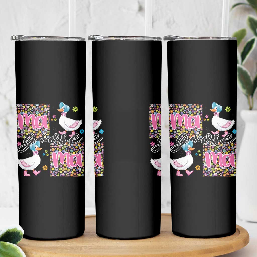 Floral Mama Goose Skinny Tumbler Coquette Vintage Aesthetic Geese Mom Mothers Day