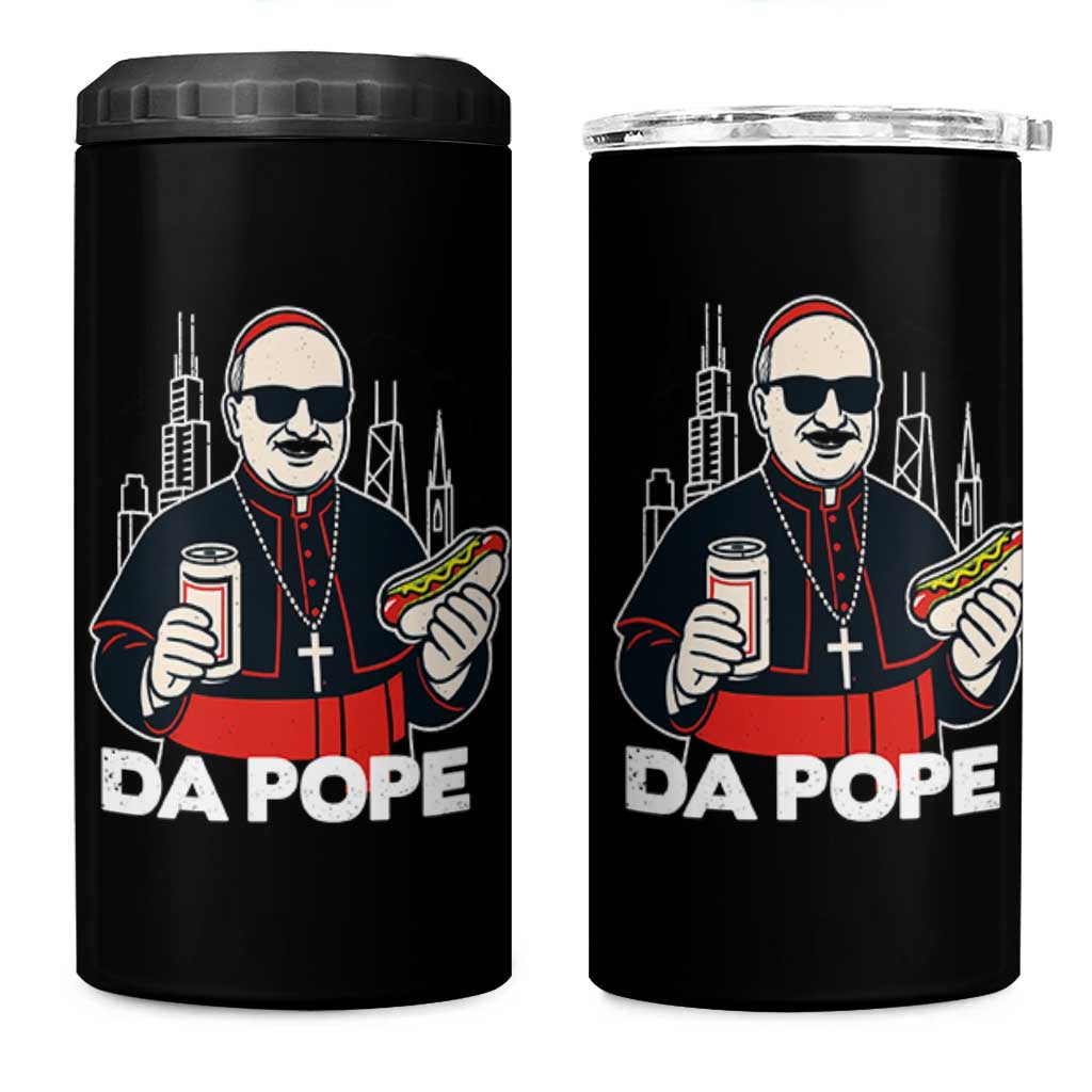 Funny Da Pope Chicago Hot Dog 4 in 1 Can Cooler Tumbler 267th Pope Leo XIV