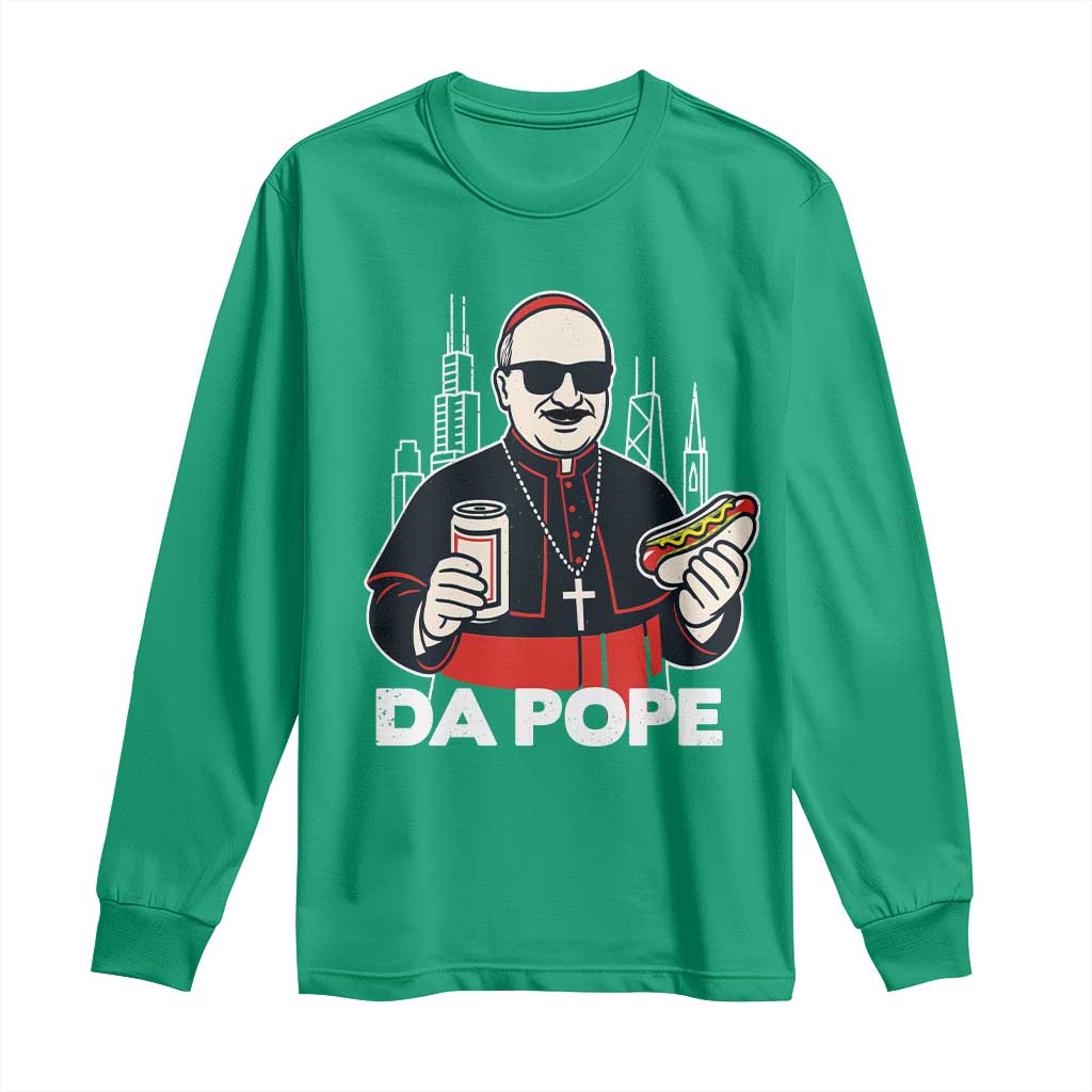 Funny Da Pope Chicago Hot Dog Long Sleeve Shirt 267th Pope Leo XIV