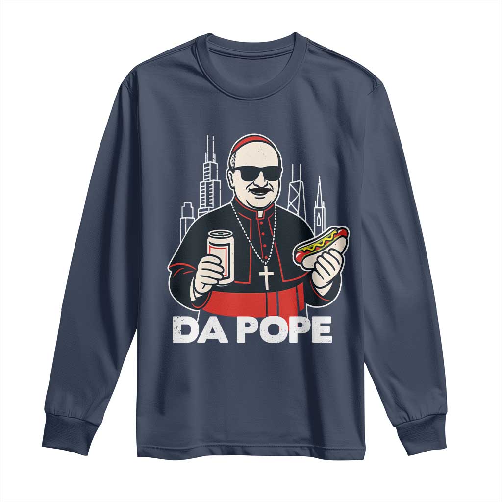 Funny Da Pope Chicago Hot Dog Long Sleeve Shirt 267th Pope Leo XIV