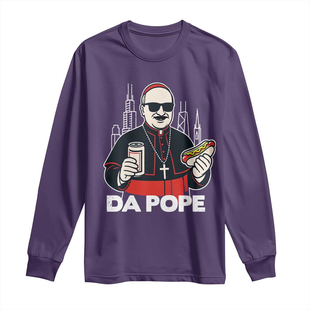 Funny Da Pope Chicago Hot Dog Long Sleeve Shirt 267th Pope Leo XIV