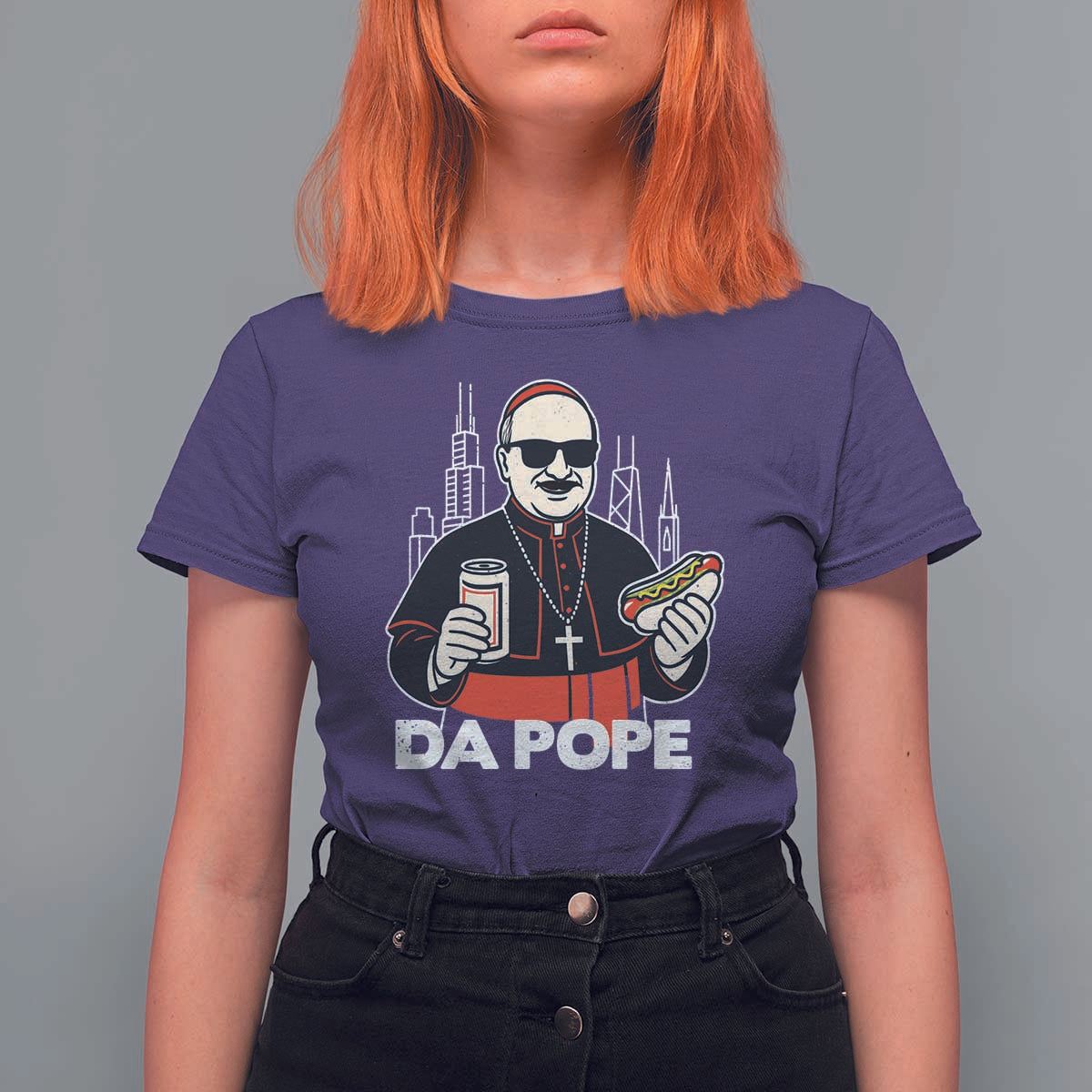 Funny Da Pope Chicago Hot Dog T Shirt For Women 267th Pope Leo XIV