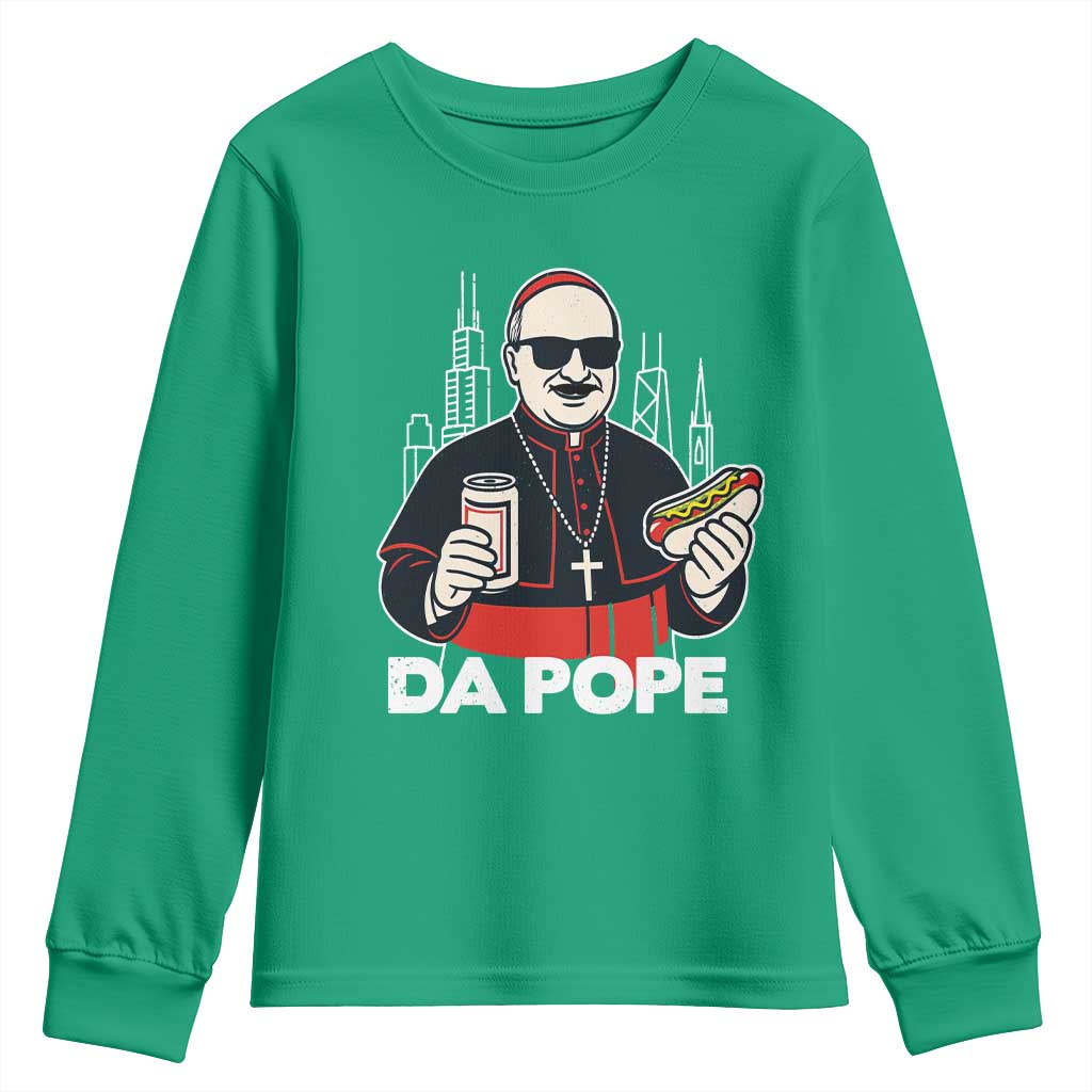 Funny Da Pope Chicago Hot Dog Youth Sweatshirt 267th Pope Leo XIV