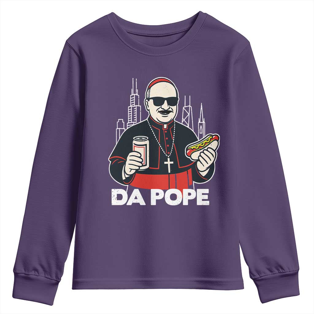 Funny Da Pope Chicago Hot Dog Youth Sweatshirt 267th Pope Leo XIV