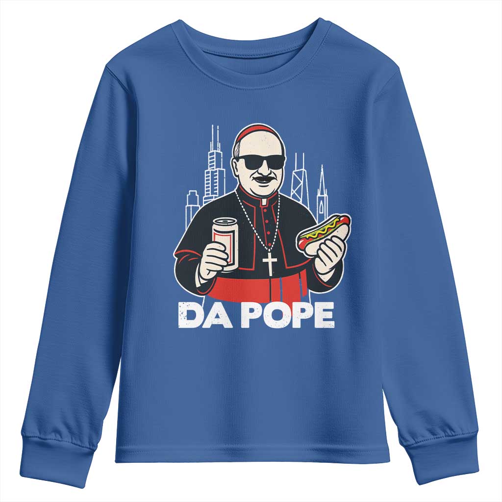 Funny Da Pope Chicago Hot Dog Youth Sweatshirt 267th Pope Leo XIV
