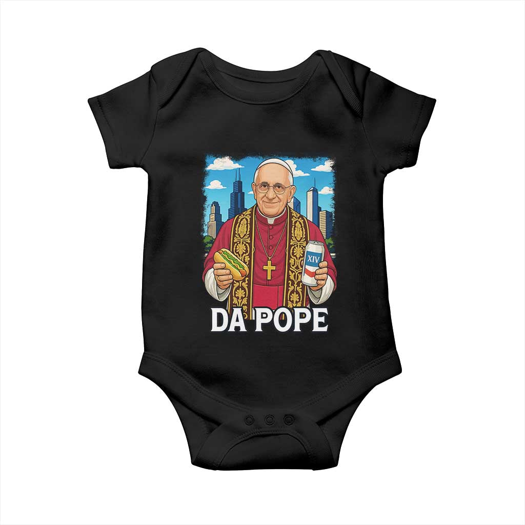 Funny Da Pope Leo XIV Baby Onesie 267th Pope Chicago Hot Dog and Beer