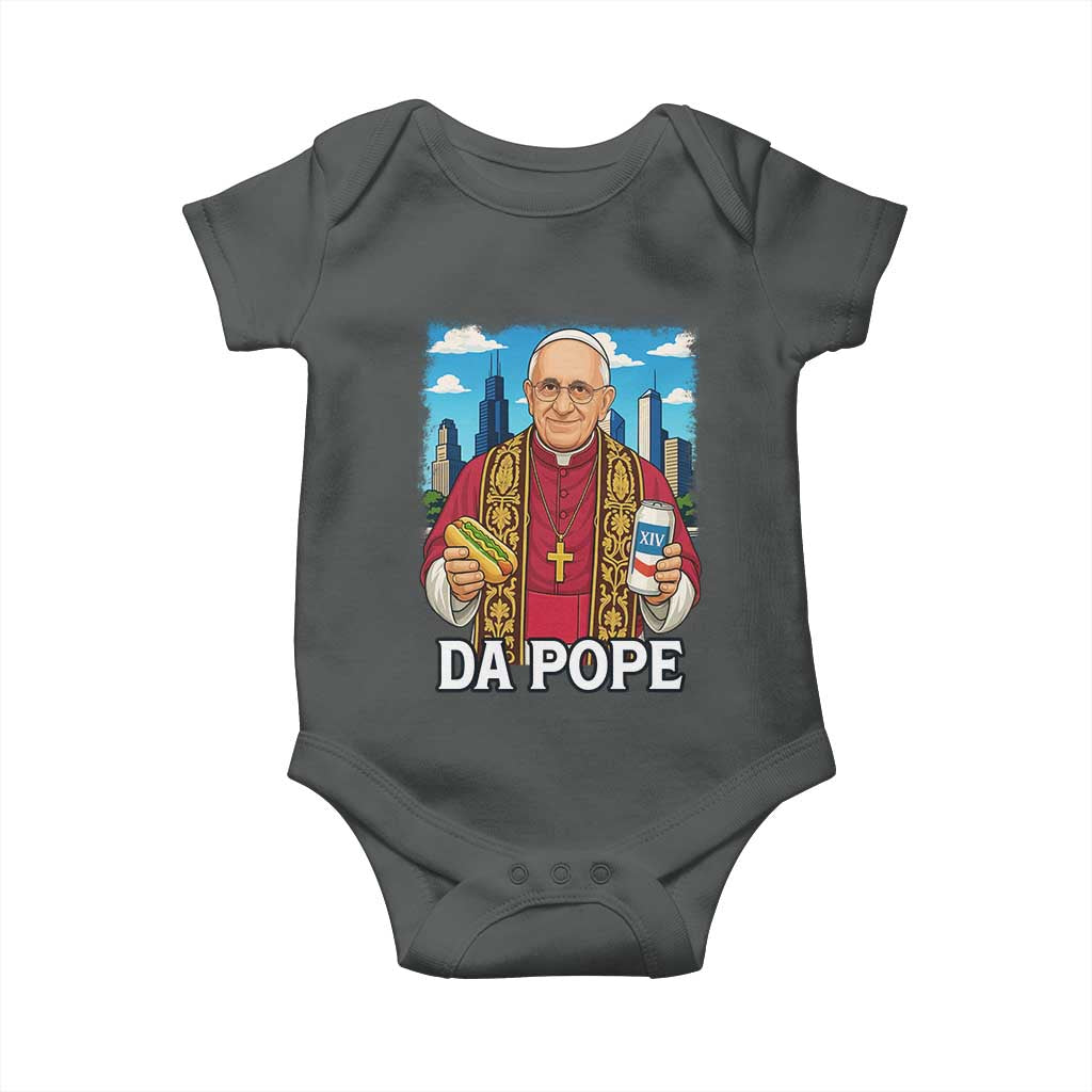 Funny Da Pope Leo XIV Baby Onesie 267th Pope Chicago Hot Dog and Beer