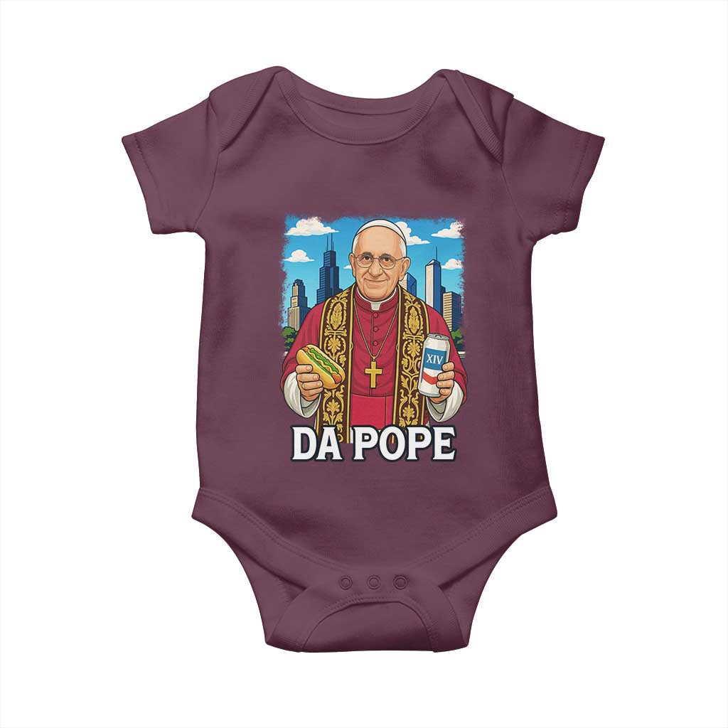 Funny Da Pope Leo XIV Baby Onesie 267th Pope Chicago Hot Dog and Beer