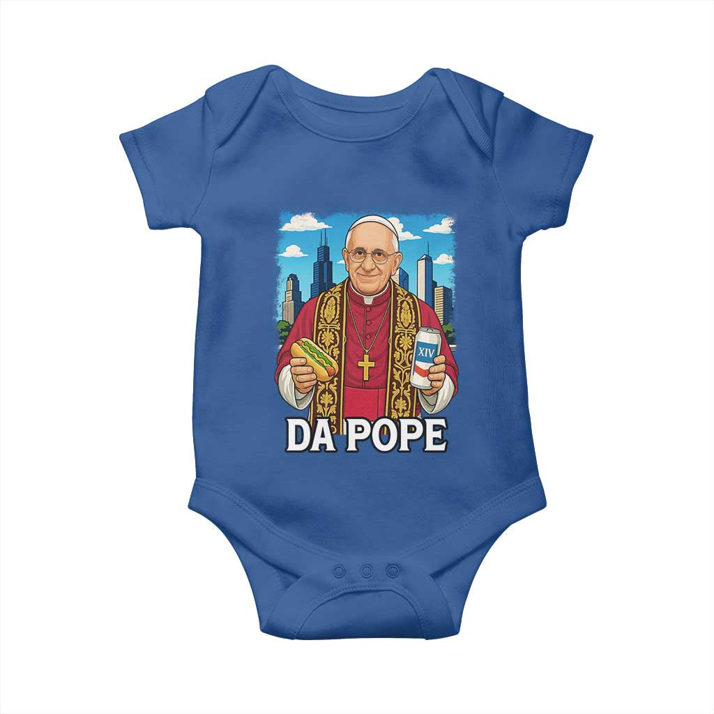 Funny Da Pope Leo XIV Baby Onesie 267th Pope Chicago Hot Dog and Beer