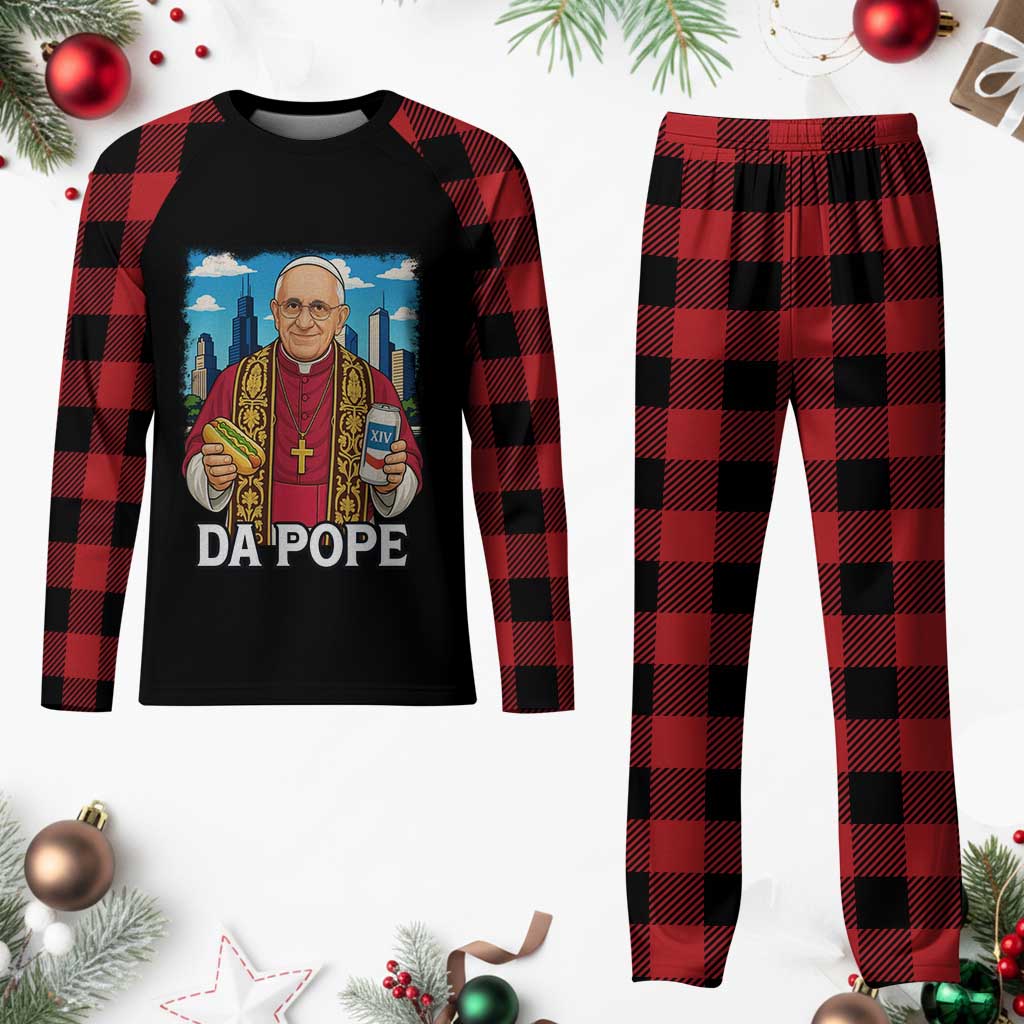 Funny Da Pope Leo XIV Plaid Pajama Set 267th Pope Chicago Hot Dog and Beer - Wonder Print Shop