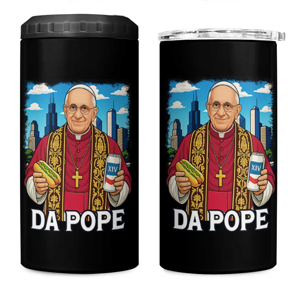 Funny Da Pope Leo XIV 4 in 1 Can Cooler Tumbler 267th Pope Chicago Hot Dog and Beer