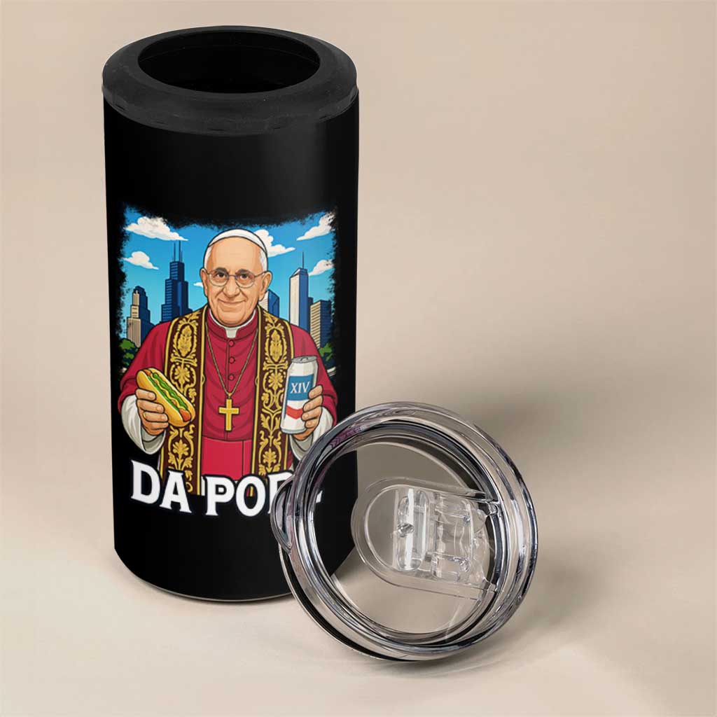 Funny Da Pope Leo XIV 4 in 1 Can Cooler Tumbler 267th Pope Chicago Hot Dog and Beer