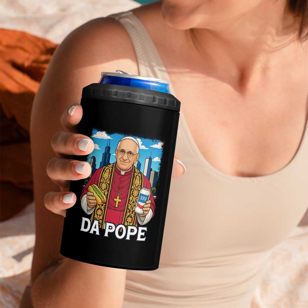 Funny Da Pope Leo XIV 4 in 1 Can Cooler Tumbler 267th Pope Chicago Hot Dog and Beer