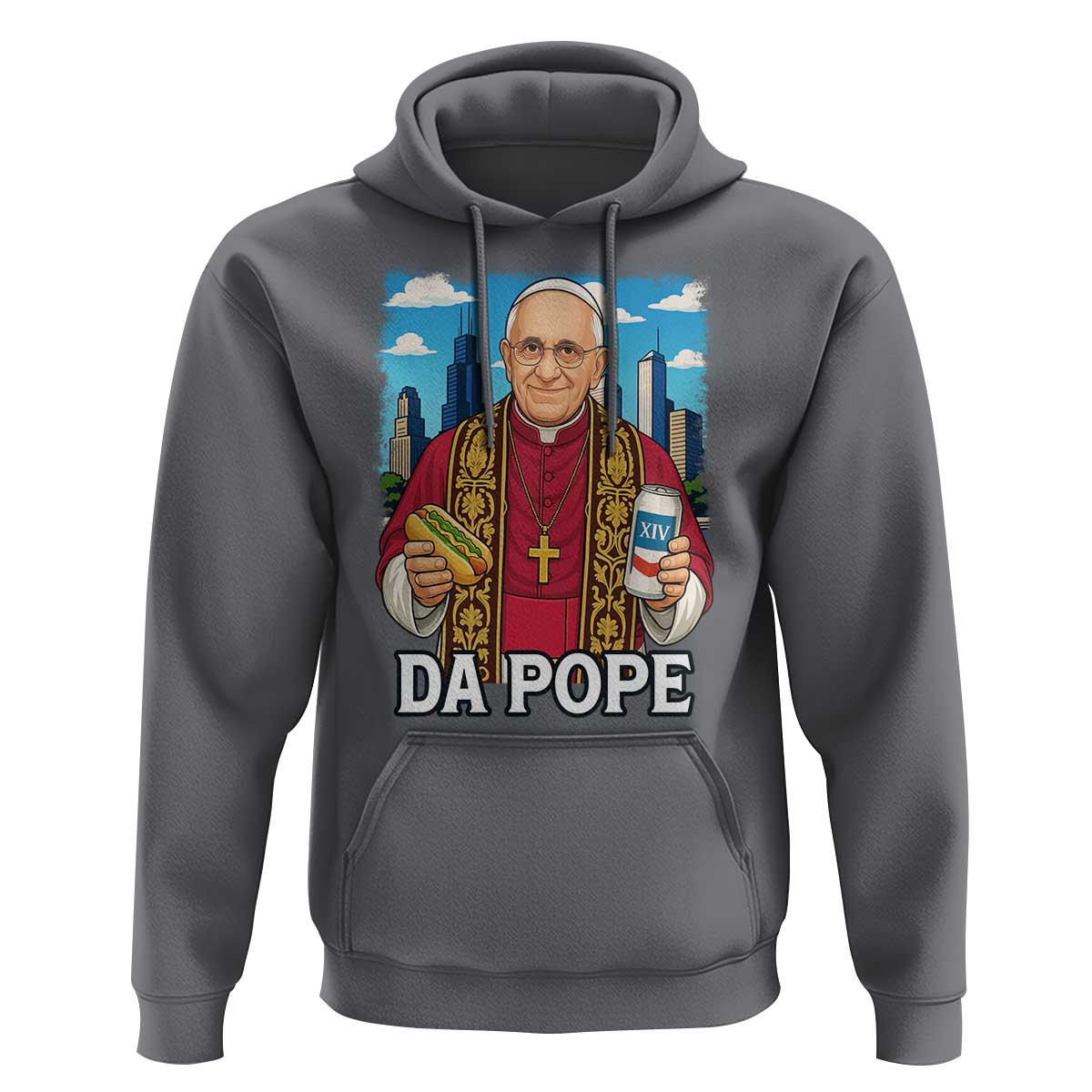 Funny Da Pope Leo XIV Hoodie 267th Pope Chicago Hot Dog and Beer