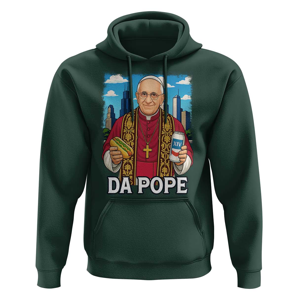 Funny Da Pope Leo XIV Hoodie 267th Pope Chicago Hot Dog and Beer