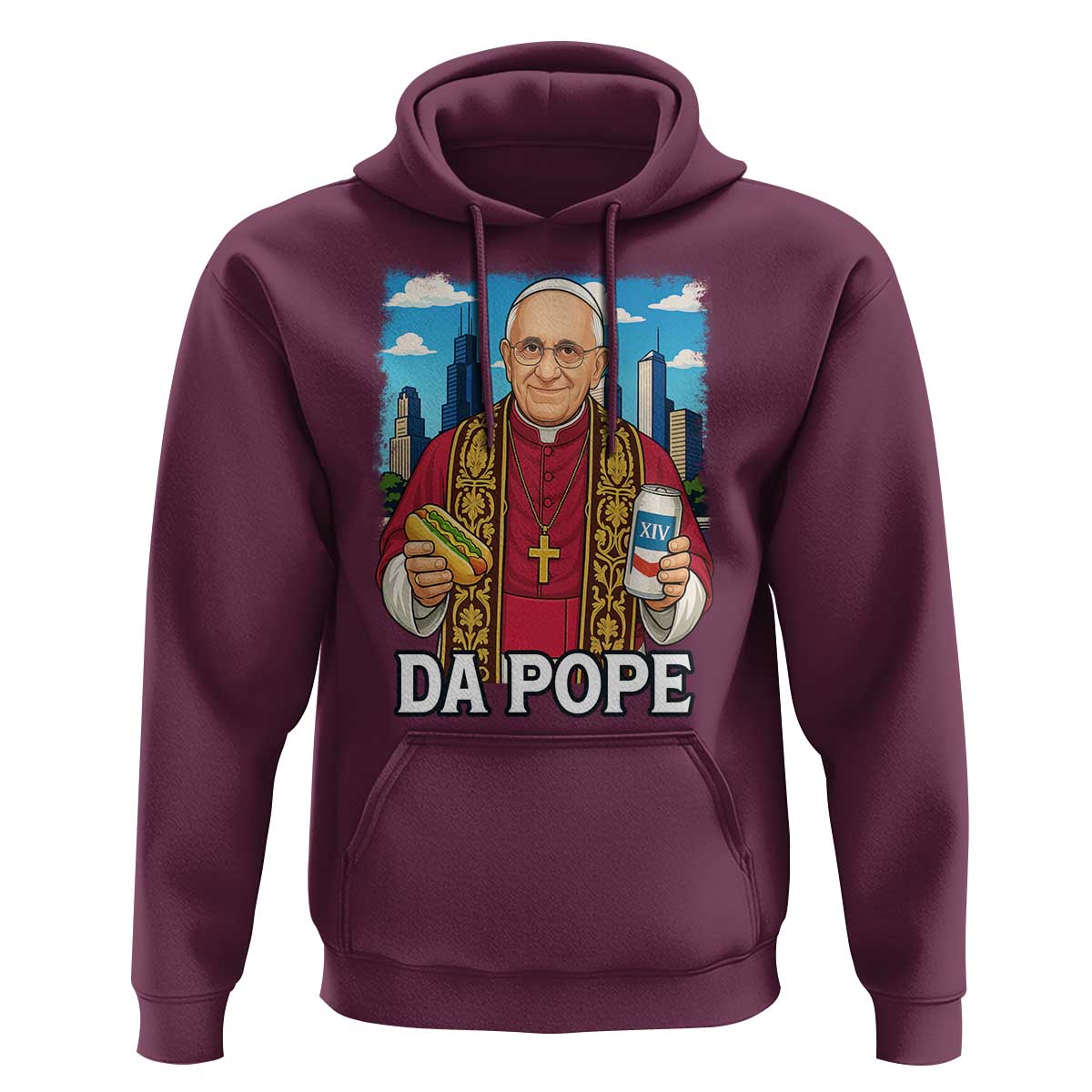 Funny Da Pope Leo XIV Hoodie 267th Pope Chicago Hot Dog and Beer