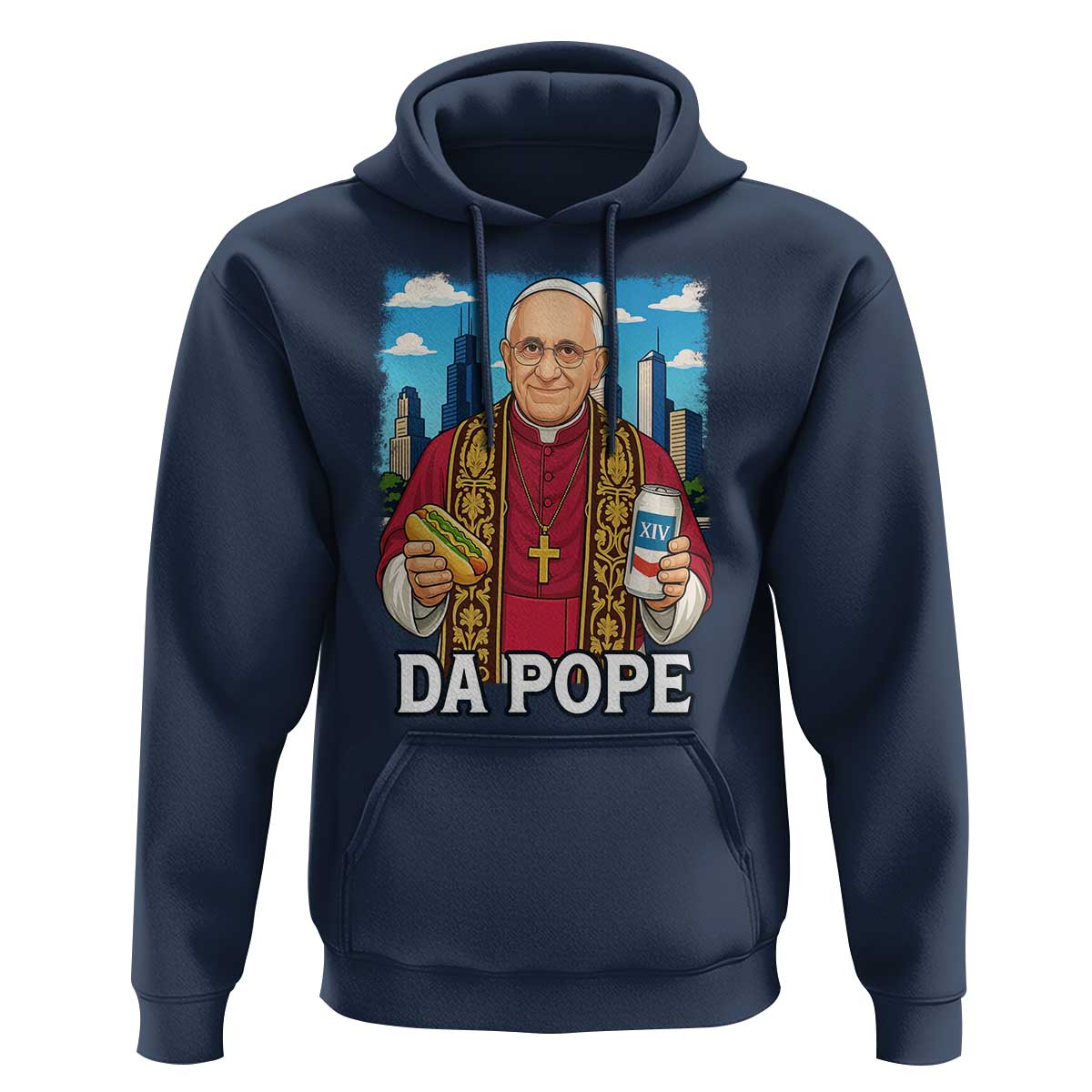 Funny Da Pope Leo XIV Hoodie 267th Pope Chicago Hot Dog and Beer