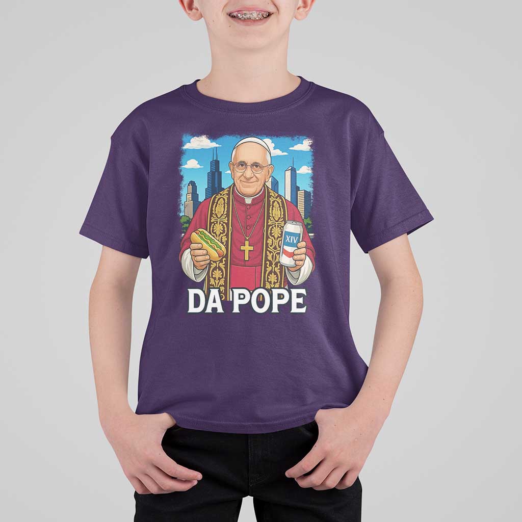 Funny Da Pope Leo XIV T Shirt For Kid 267th Pope Chicago Hot Dog and Beer