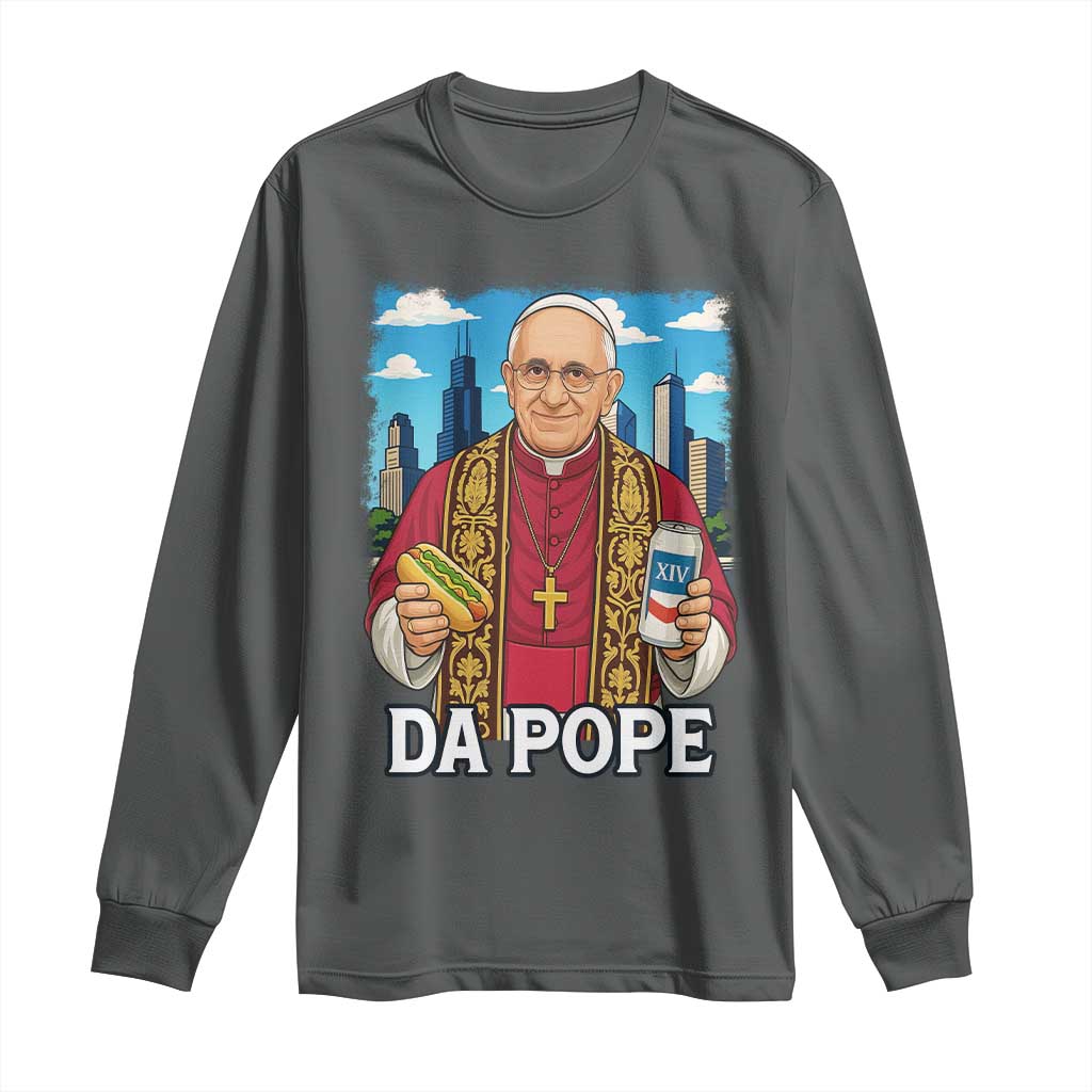 Funny Da Pope Leo XIV Long Sleeve Shirt 267th Pope Chicago Hot Dog and Beer